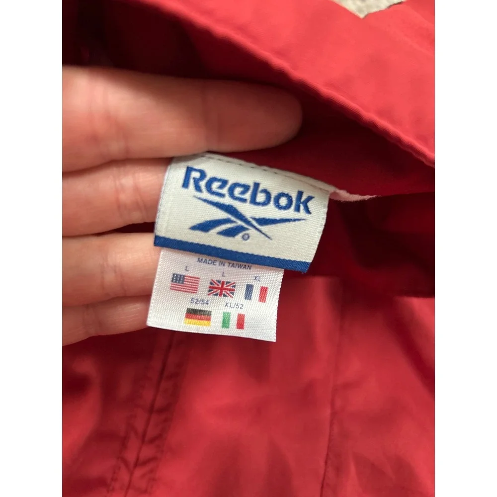Vintage y2k Reebok Track Jacket Full Zip Windbreaker‎ Lightweight Red Mens L